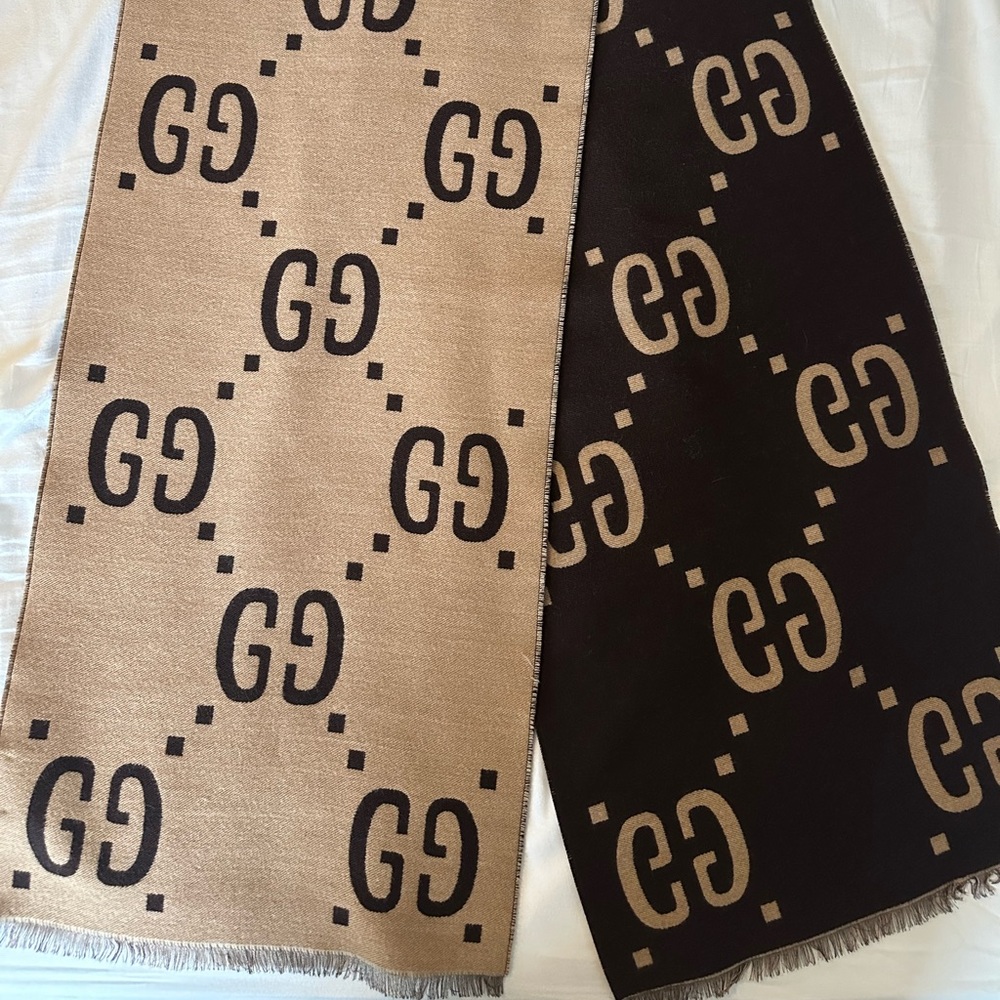 GUCCI - GG JACQUARD WOOL SILK SCARF - FULL SET